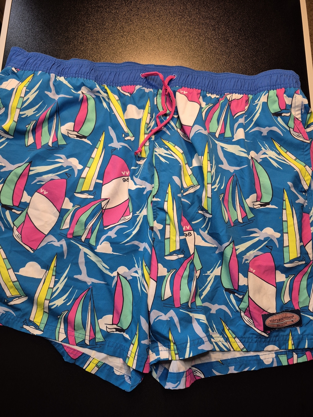 Vineyard Vines Blue Sailboat Print Swim Trunks 4973